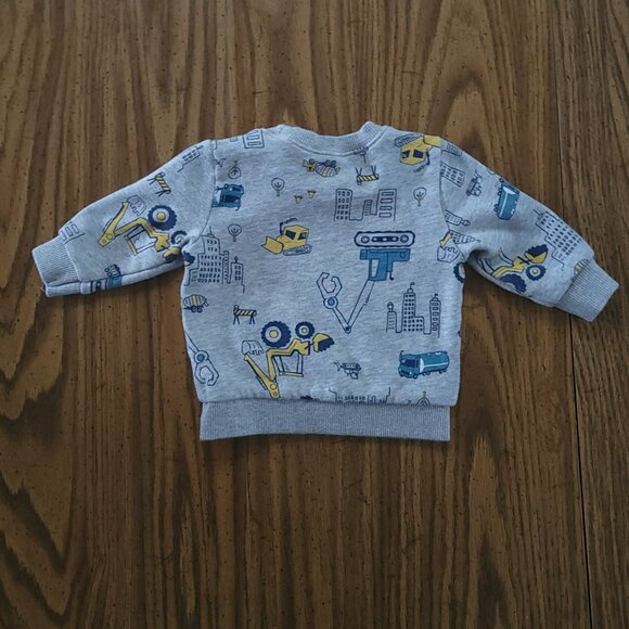 Carter's Baby Boy Gray Construction Zone Sweatshirt Size 6 Months - Picture 4 of 5